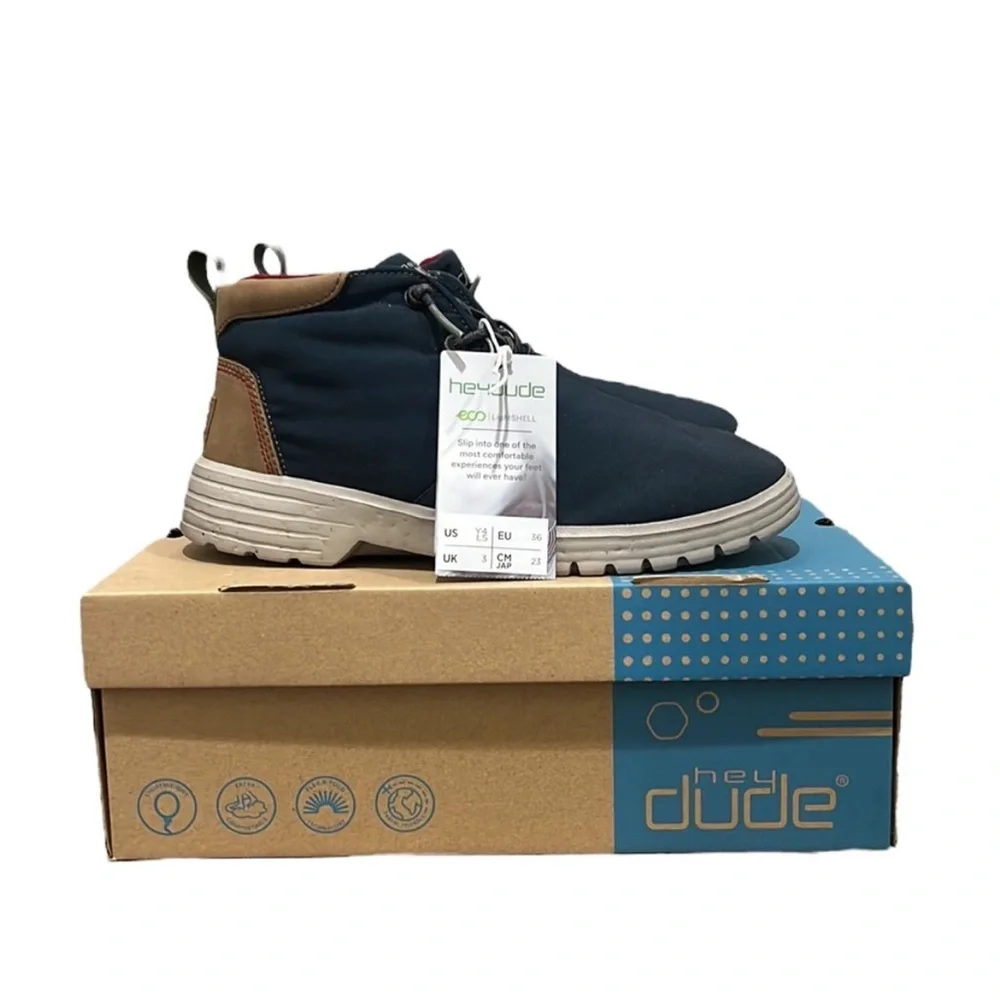 Hey Dude Spencer Youth Eco Boot Navy Size 4 NWT